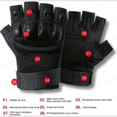 Taktik Combat MW526S Siyah FlexShield 511 Model Motosiklet Operasyon Outdoor Sport Korumalı Yarım Parmaksız Eldiven